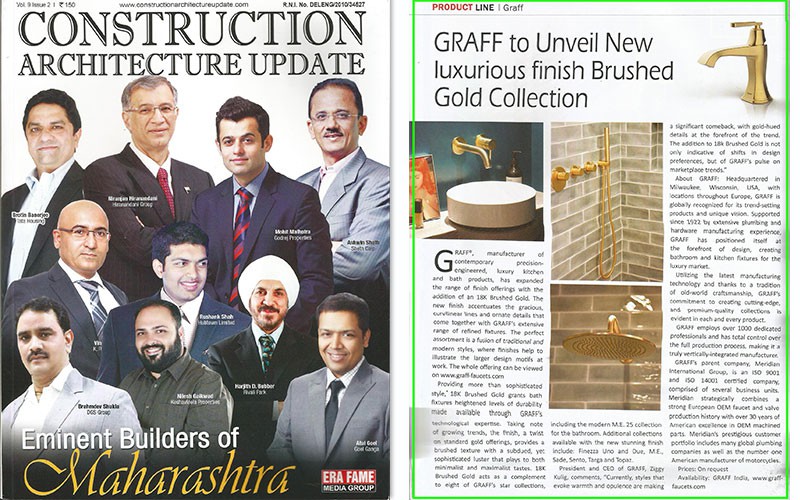 GRAFF to Unveil New Finish Brushed Gold Collection l Construction and Architecture Update