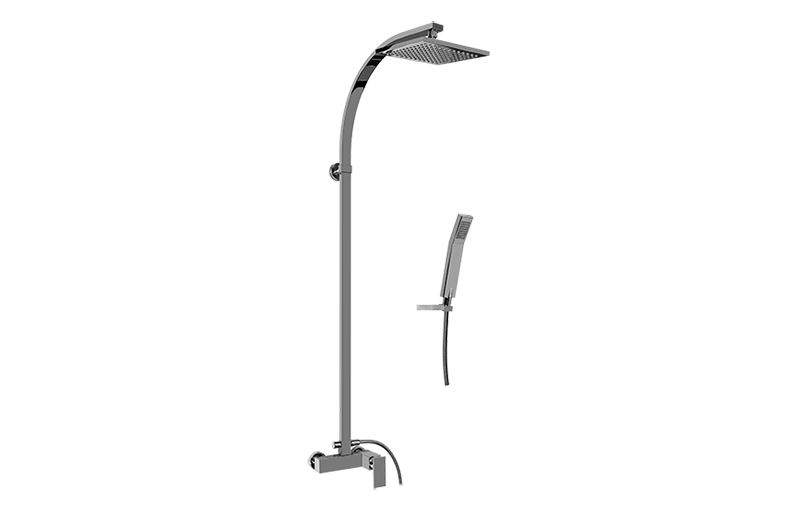 Wall-mounted shower system with handshower and showerhead