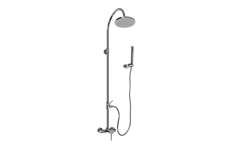 Wall-mounted shower system with handshower and showerhead