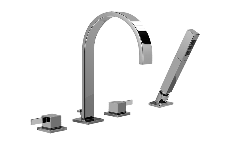 Wannenrand-Vierlochbatterie mit Handbrause