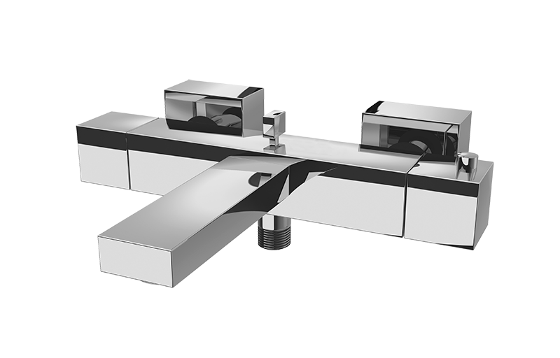 Wall-mounted thermostatic bath mixer