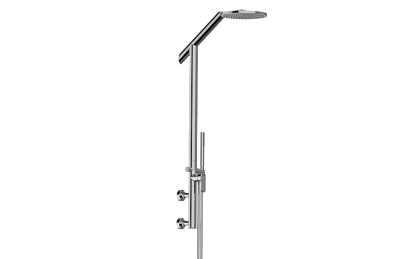 Wall-mounted shower system with handshower and showerhead