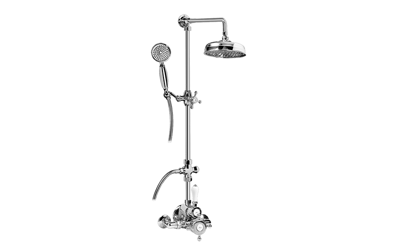 Traditional Exposed Thermostatic Tub and Shower System - w/Metal Handshower Handle