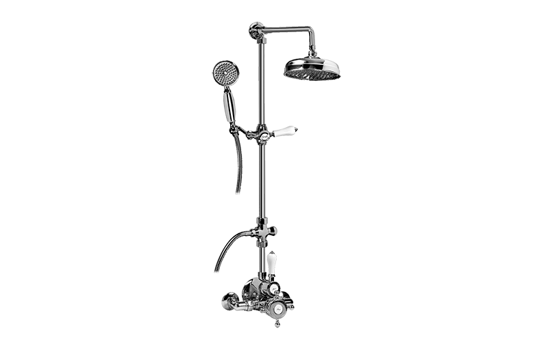 Traditional Exposed Thermostatic Tub and Shower System - w/Metal Handshower Handle