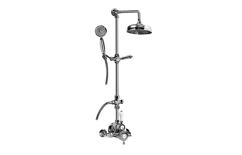 Traditional Exposed Thermostatic Tub and Shower System - w/Metal Handshower Handle