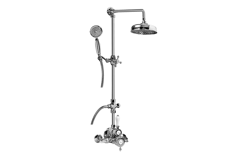 Traditional Exposed Thermostatic Tub and Shower System - w/Metal Handshower Handle