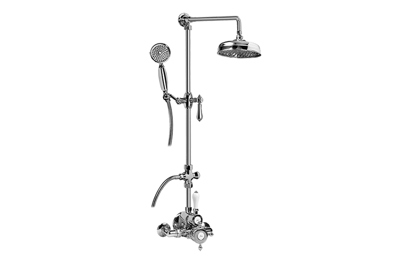 Traditional Exposed Thermostatic Tub and Shower System - w/Metal Handshower Handle