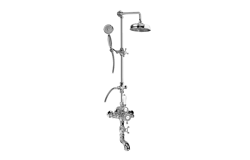Traditional Exposed Thermostatic Tub and Shower System - w/Metal Handshower Handle