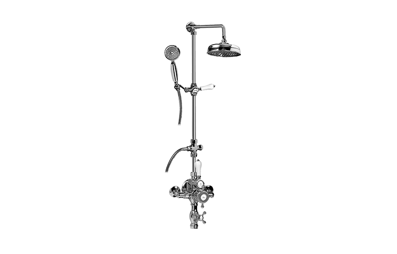 Traditional Exposed Thermostatic Tub and Shower System - w/Metal Handshower Handle