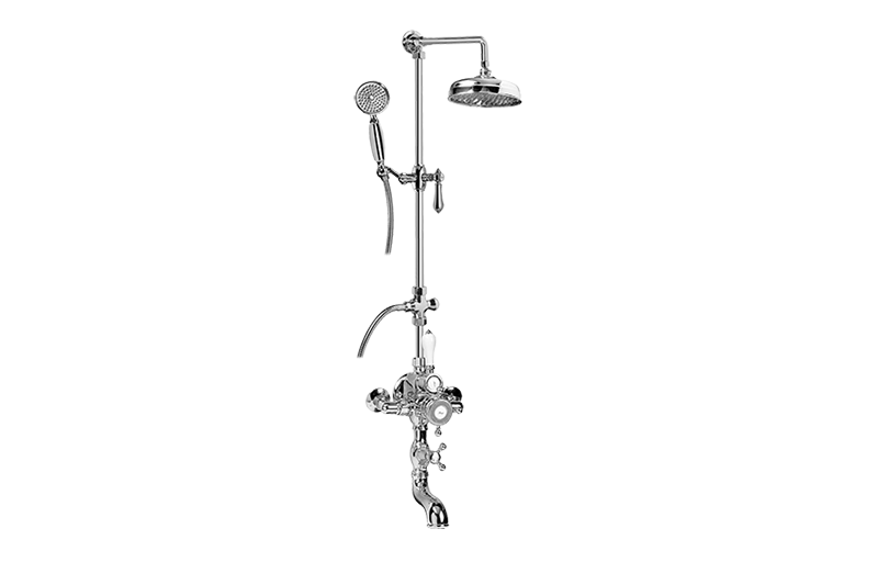 Traditional Exposed Thermostatic Tub and Shower System - w/Metal Handshower Handle