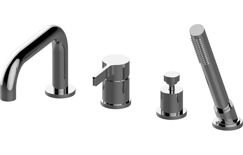 Deck-mounted bathtub mixer with hand shower set
