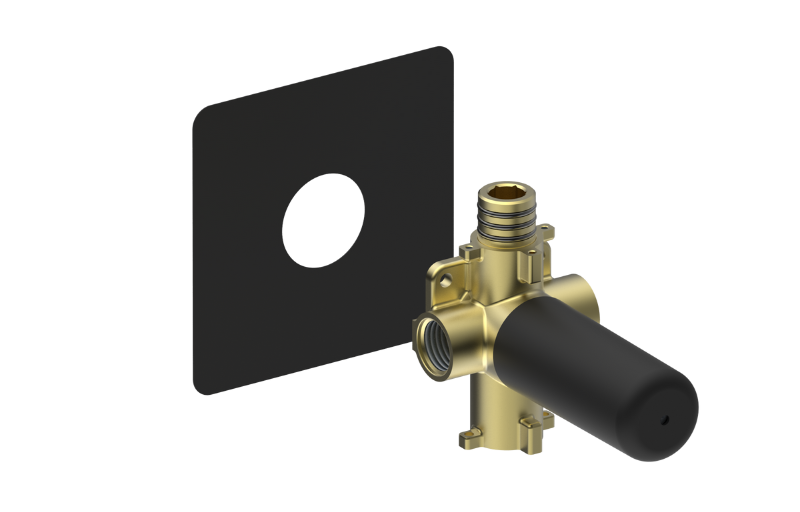 3/4" 2-outlet shared function diverter volume control rough valve with pass-through and WITHOUT off function