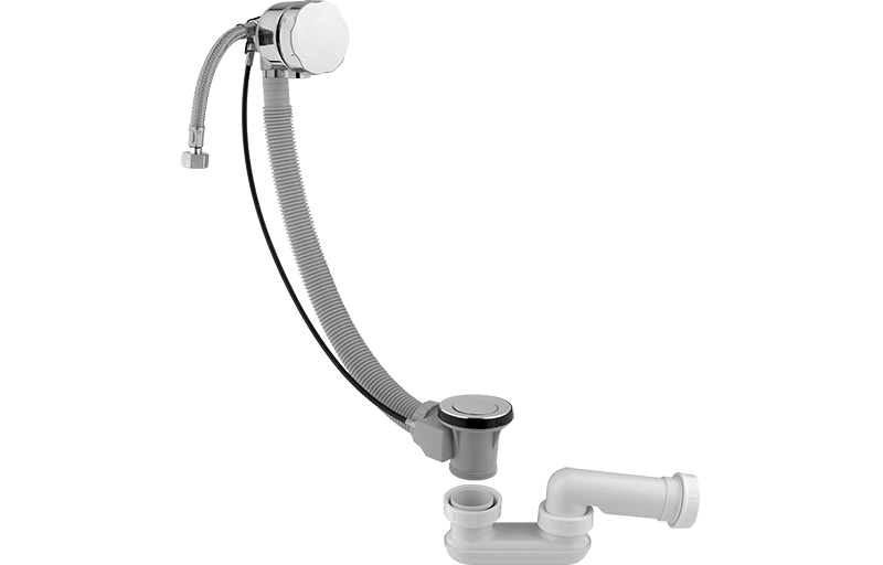 Bath filler with overflow and pop-up waste