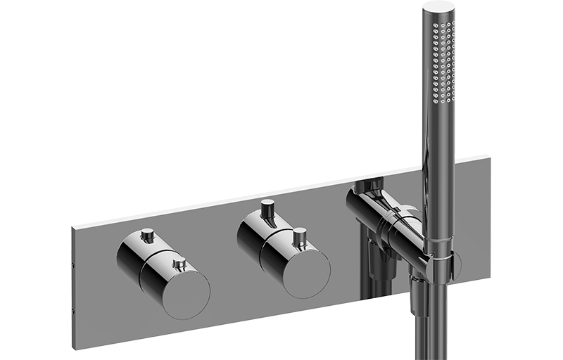 Wall-mtd thermostatic shower mixer with handshower set - Trim only
