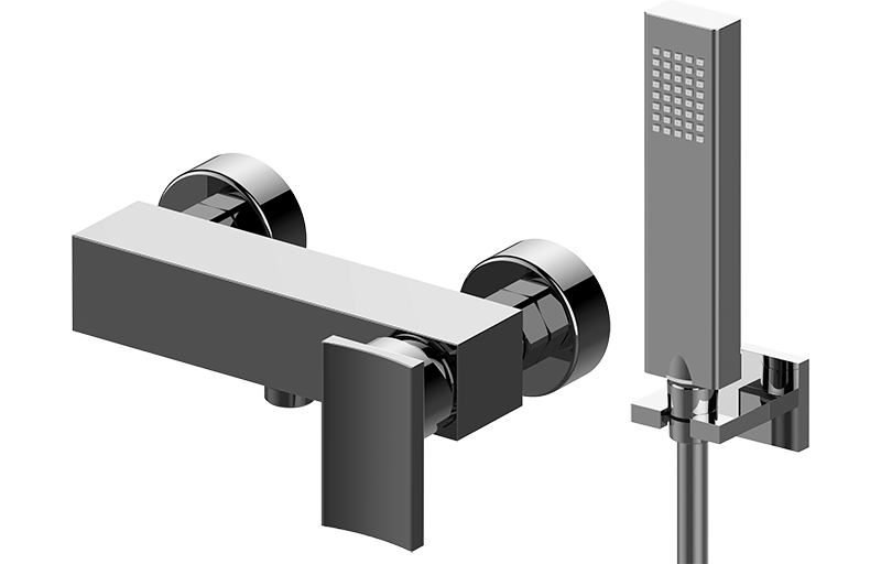 Wall-mounted shower mixer with handshower set