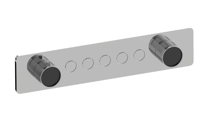 RIVA Contemporary 5-button split knob fluted knurl horizontal trim