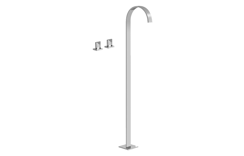 Sade Floor-Mounted Tub Filler with Deck-Mounted Handles (Rough and Trim)