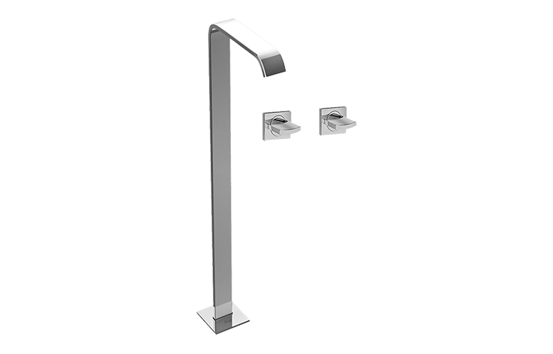 Sade/Targa Floor-Mounted Vessel Filler with Wall-Mounted Handles (Rough and Trim)