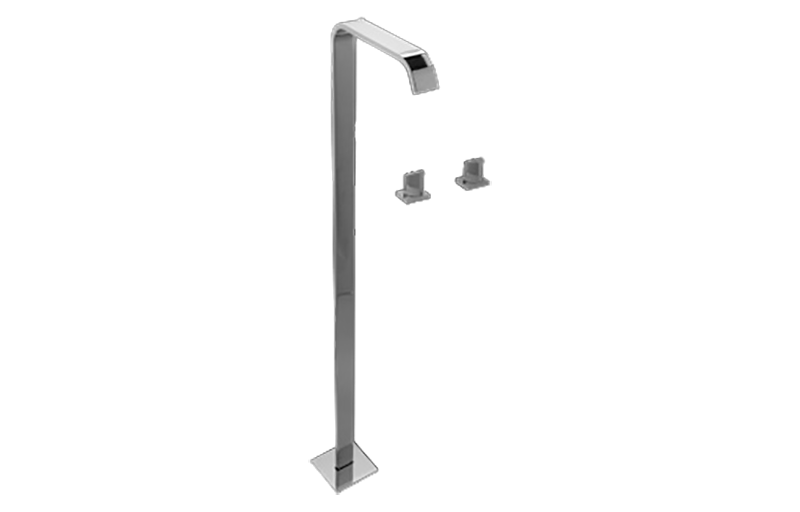 Targa Floor-Mounted Tub Filler with Wall-Mounted Handles (Rough and Trim)