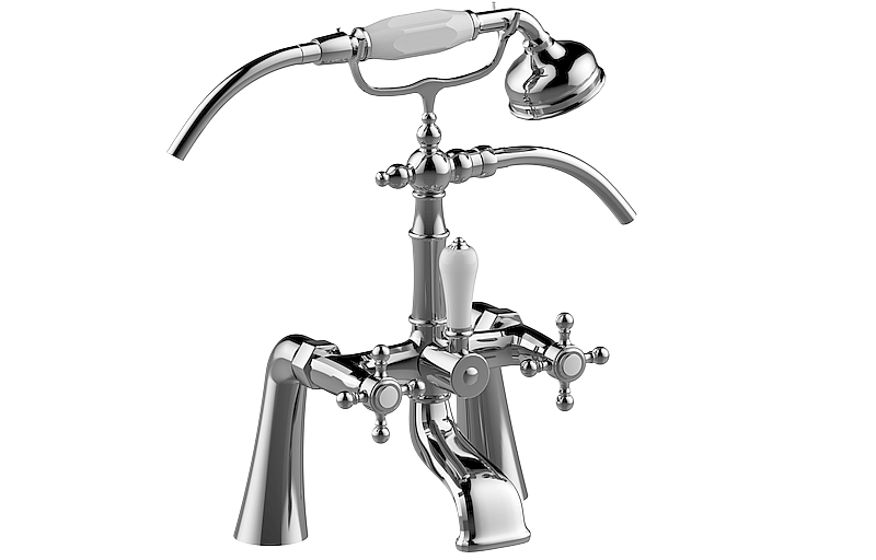 Adley Exposed Deck-Mounted Tub Filler with Handshower Set