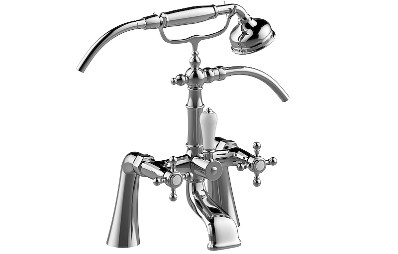 Adley Exposed Deck-Mounted Tub Filler with Handshower Set