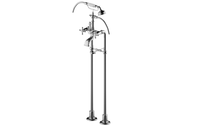 Adley Exposed Floor-Mounted Tub Filler with Handshower Set