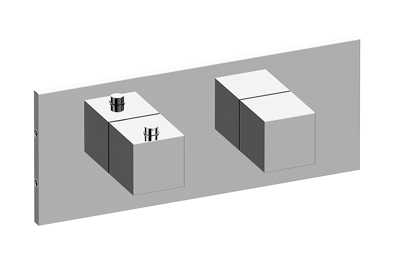 M-Series Square Horizontal Thermostatic 2-Hole Trim Plate and Handle