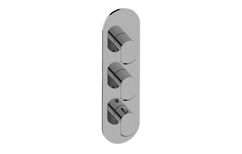 Phase Round Thermostatic 3-Hole Trim Plate and Handle