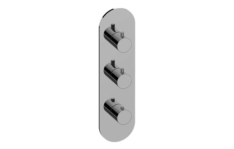 M-Series Round Thermostatic 3-Hole Trim Plate and Handle