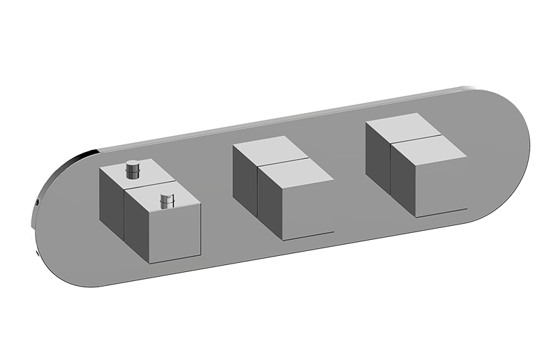 Round M-Series Valve Horizontal Trim with Three Handles