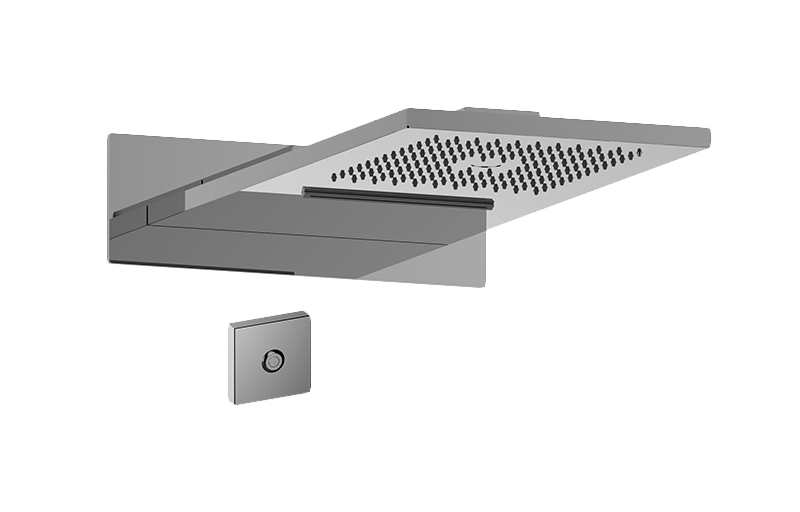 Soffione multifunzione montaggio a parete - pioggia/LED/cascata