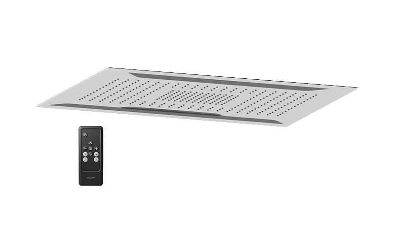 Soffione multifunzione montaggio a soffitto - pioggia/LED/cascata