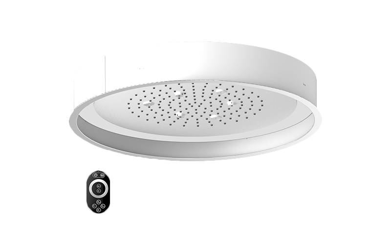 Round Ceiling-Mounted Showerhead with LED