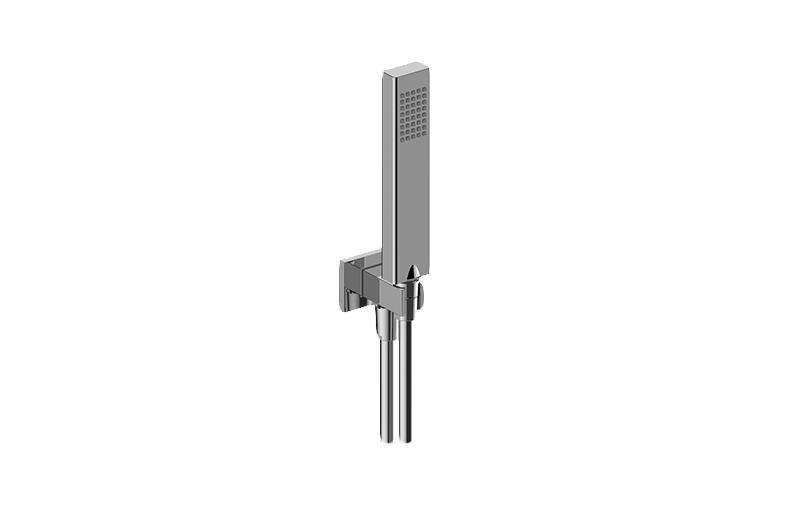 Square Handshower w/Wall Bracket and Integrated Wall Supply Elbow