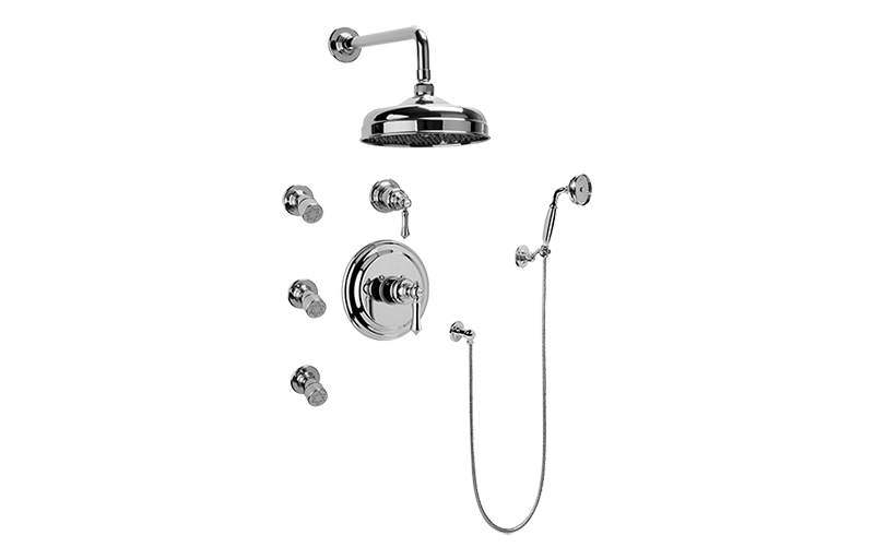 Full Thermostatic Shower System with Transfer Valve (Rough & Trim)