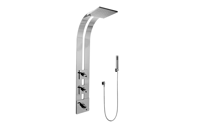 Square Thermostatic Ski Shower Set w/Handshowers (Trim & Rough)