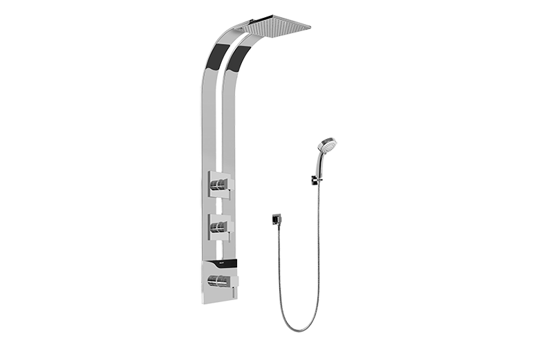 Square Thermostatic Ski Shower Set w/Handshowers (Rough & Trim)