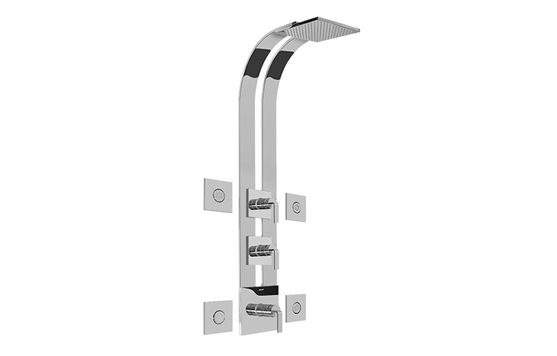 Square Thermostatic Ski Shower Set w/Body Sprays (Rough & Trim)