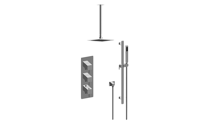 Qubic Tre M-Series Thermostatic Shower System - Shower with Handshower