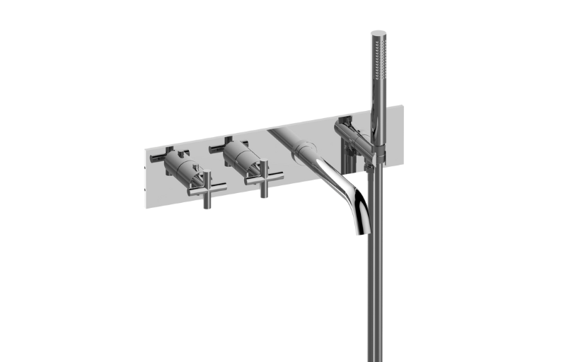 Wall-Mounted M-Series Thermostatic System - Tub Spout and Handshower (Trim Only)
