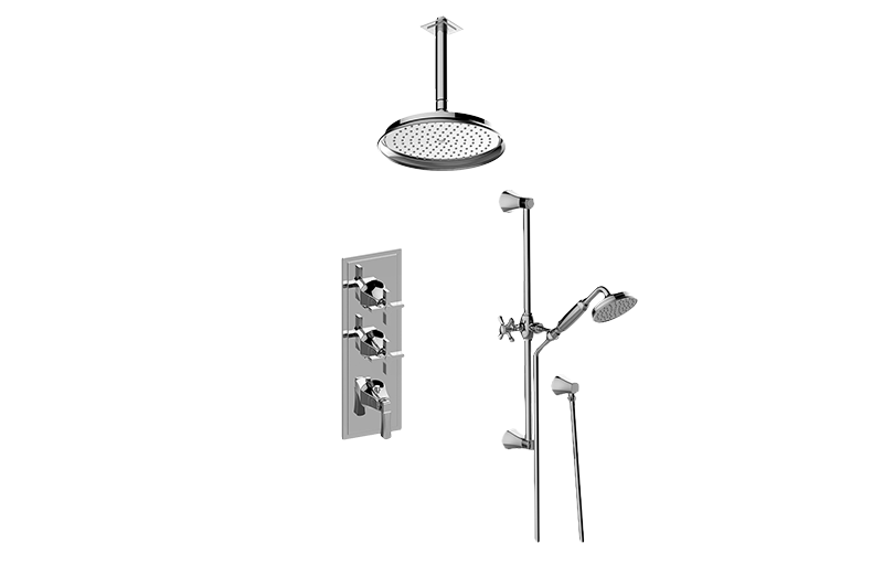 Finezza DUE M-Series Thermostatic Shower System - Shower with Handshower