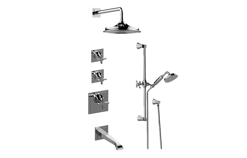 Finezza DUE M-Series Thermostatic Shower System - Tub and Shower with Handshower