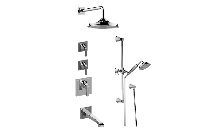 Finezza DUE M-Series Thermostatic Shower System - Tub and Shower with Handshower