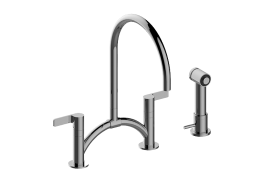Terra Contemporary Bridge Kitchen Faucet with Independent Side Spray