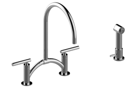 Sospiro Contemporary Bridge Kitchen Faucet with Independent Side Spray 