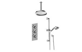 Finezza DUE M-Series Thermostatic Shower System - Shower with Handshower
